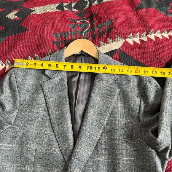 Baroni Menswear Wool 2 Button Gray Checkered Men's Blazer - Picture 11 of 16